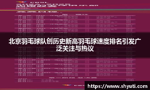 北京羽毛球队创历史新高羽毛球速度排名引发广泛关注与热议